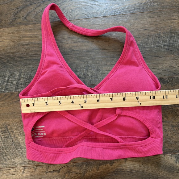 Matching activewear workout set butt shaping biker shorts + sports bra pink - Picture 4 of 6